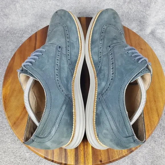Cole Haan Grand Oxfords Men's 11 M Blue Leather Wingtip Lace Up Dress Shoes