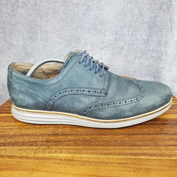 Cole Haan Grand Oxfords Men's 11 M Blue Leather Wingtip Lace Up Dress Shoes