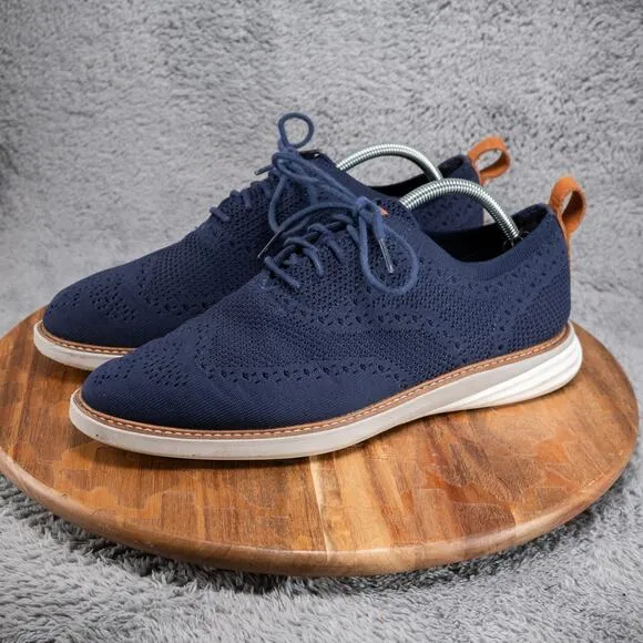 Cole Haan GrandEvolution Marine Blue Knit Oxfords Dress Shoes C32153 Sz 10 M