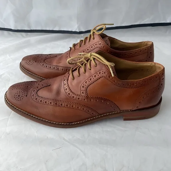 Cole Haan Grand.OS Cambridge Brown Leather Medallion Wingtip Dress Shoes 8M