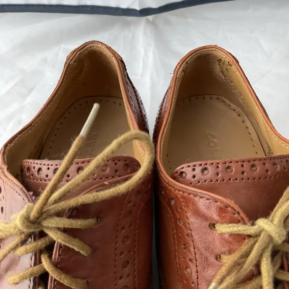 Cole Haan Grand.OS Cambridge Brown Leather Medallion Wingtip Dress Shoes 8M