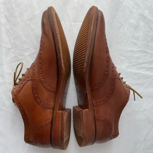 Cole Haan Grand.OS Cambridge Brown Leather Medallion Wingtip Dress Shoes 8M