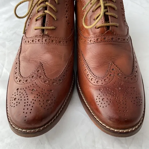 Cole Haan Grand.OS Cambridge Brown Leather Medallion Wingtip Dress Shoes 8M