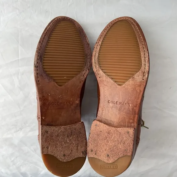 Cole Haan Grand.OS Cambridge Brown Leather Medallion Wingtip Dress Shoes 8M