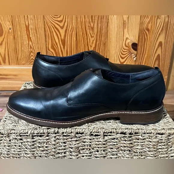 Cole Haan Kennedy Grand OS Black Leather Single Monk Strap Buckle Oxford Shoe
