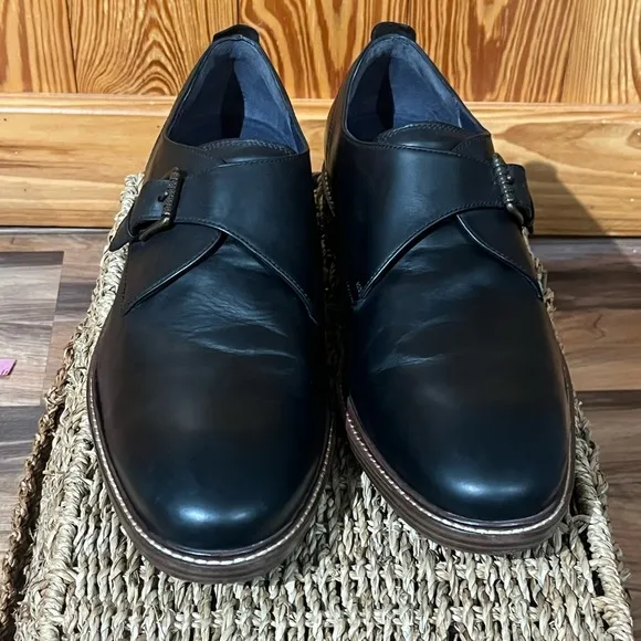 Cole Haan Kennedy Grand OS Black Leather Single Monk Strap Buckle Oxford Shoe