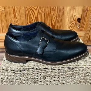 Cole Haan Kennedy Grand OS Black Leather Single Monk Strap Buckle Oxford Shoe