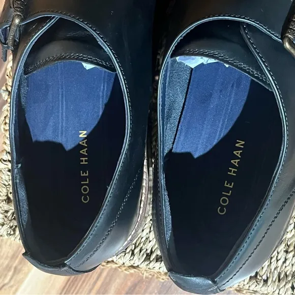 Cole Haan Kennedy Grand OS Black Leather Single Monk Strap Buckle Oxford Shoe
