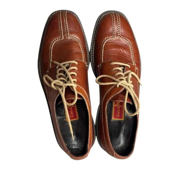 Cole Haan Mens 8 Leather Split Toe Oxfords Lace Up Dress Shoe Brown