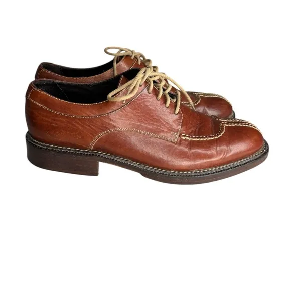 Cole Haan Mens 8 Leather Split Toe Oxfords Lace Up Dress Shoe Brown