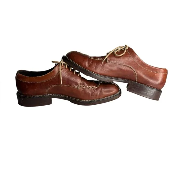 Cole Haan Mens 8 Leather Split Toe Oxfords Lace Up Dress Shoe Brown
