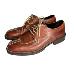 Cole Haan Mens 8 Leather Split Toe Oxfords Lace Up Dress Shoe Brown