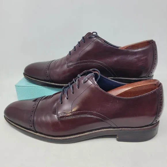 Cole Haan Mens Cap Toe C10840 Burgundy Cordovan Ox Leather Lace Up Oxfords SZ 9