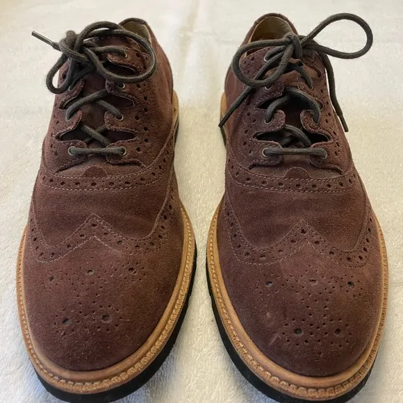COLE HAAN MEN'S CHRISTY WEDGE GILLEY OXFORDS SHOES - SNUFFSUEDE Size 10