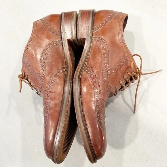 Cole Haan Mens Nike Air Leather Wingtip Lace Up Oxfords Brown size 8.5 C1014