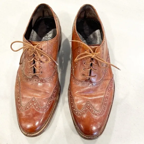Cole Haan Mens Nike Air Leather Wingtip Lace Up Oxfords Brown size 8.5 C1014