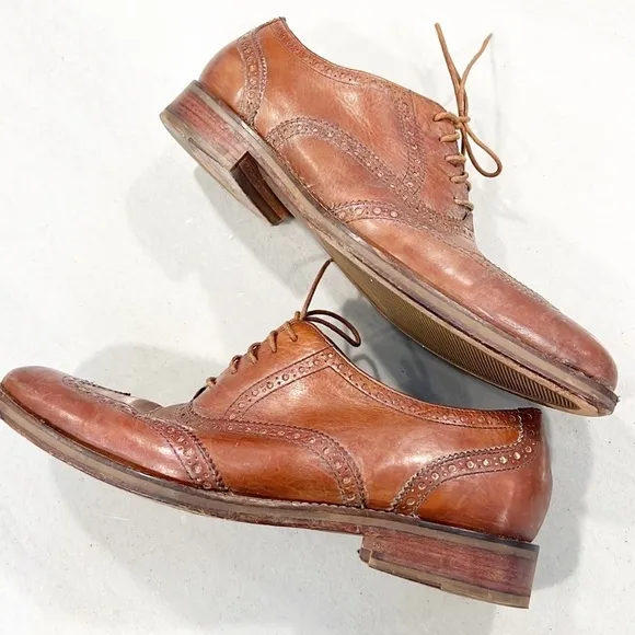 Cole Haan Mens Nike Air Leather Wingtip Lace Up Oxfords Brown size 8.5 C1014