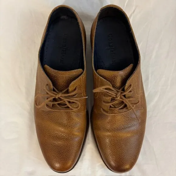 Cole Haan Men's Tan Carter Cuoio Pebbled Leather Laced Oxfords, Size 11M