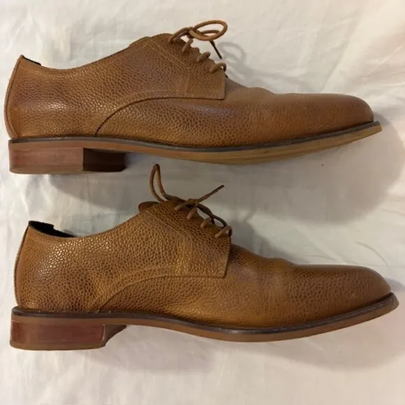 Cole Haan Men's Tan Carter Cuoio Pebbled Leather Laced Oxfords, Size 11M