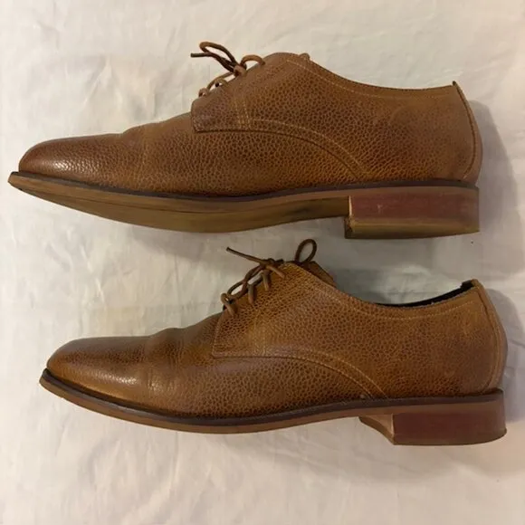 Cole Haan Men's Tan Carter Cuoio Pebbled Leather Laced Oxfords, Size 11M