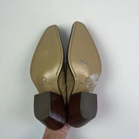 Cole Haan Morgan Suede Cowgirl Slip on Mules 7.5 Suede Western 70s Boho Shoe