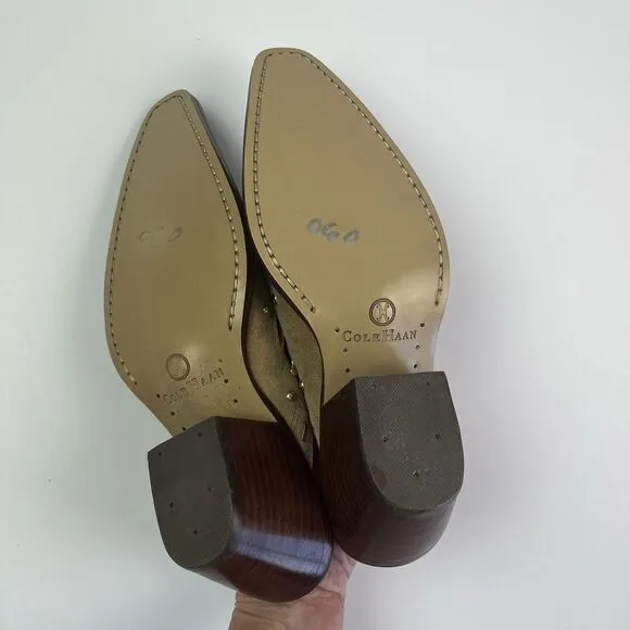 Cole Haan Morgan Suede Cowgirl Slip on Mules 7.5 Suede Western 70s Boho Shoe