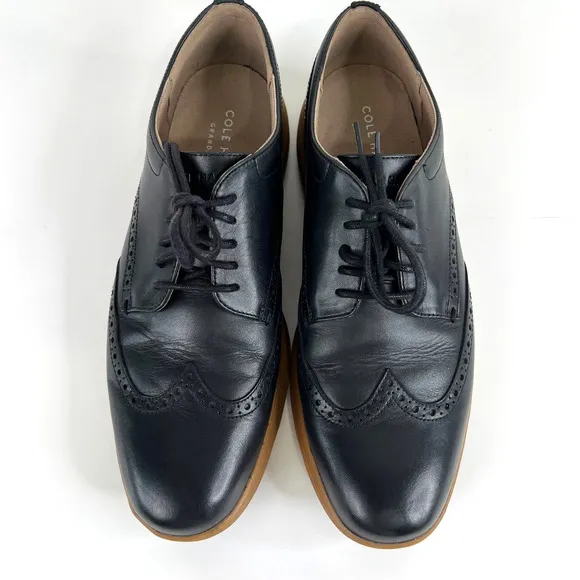 Cole Haan Original Grand Black Wingtip Oxfords Leather‎ Men Dress 10.5 HF C26249