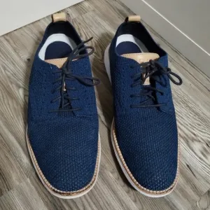 Cole Haan Original Grand Plain Toe Blue Knit Oxford Shoes C29733 Mens Size 7.5
