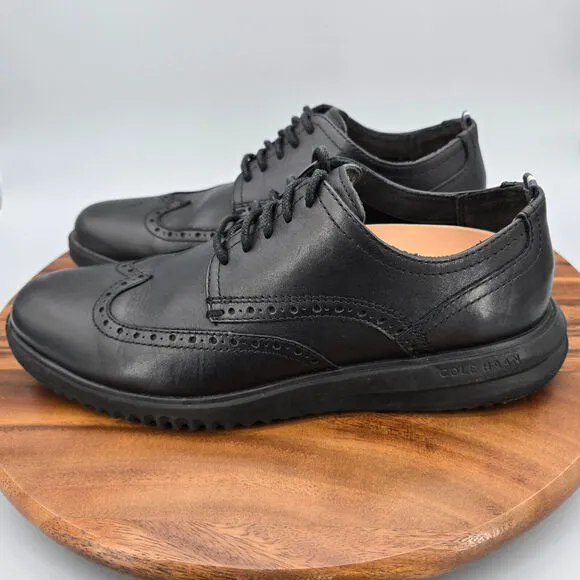 Cole Haan Oxfords Men's 9 M Black Leather Grand Wingtip Brogue Dress Shoes