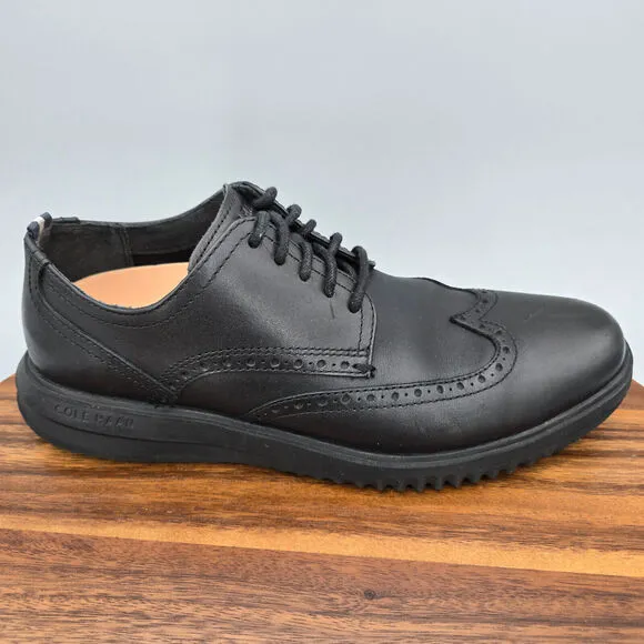 Cole Haan Oxfords Men's 9 M Black Leather Grand Wingtip Brogue Dress Shoes