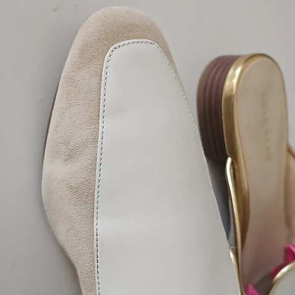 Cole Haan Perley Mule, Cream with Gold Trim, Size 6 1/2