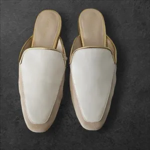 Cole Haan Perley Mule, Cream with Gold Trim, Size 6 1/2