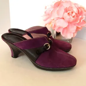 Cole Haan purple suede heeled mules