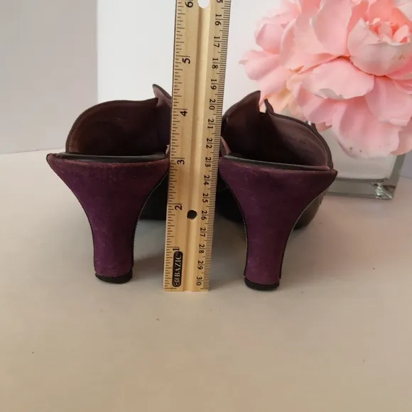 Cole Haan purple suede heeled mules
