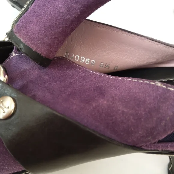 Cole Haan purple suede heeled mules