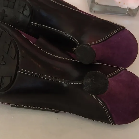 Cole Haan purple suede heeled mules