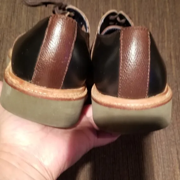 Cole Haan Saddle Lace Up Dress Oxfords Two Tone Black/Brown Leather Size 9.5
