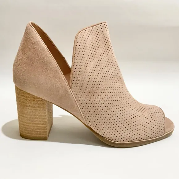 Cole Haan Shiloh Blush Suede Leather Open Toe Heeled Bootie 75mm Ankle Boot 10.5