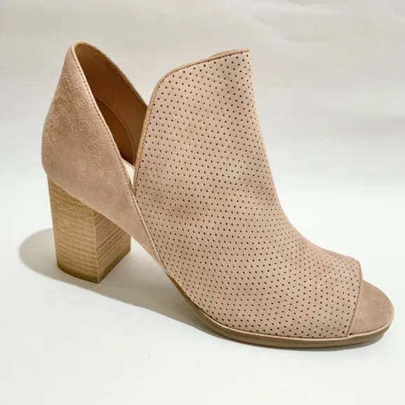 Cole Haan Shiloh Blush Suede Leather Open Toe Heeled Bootie 75mm Ankle Boot 10.5