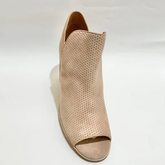 Cole Haan Shiloh Blush Suede Leather Open Toe Heeled Bootie 75mm Ankle Boot 10.5