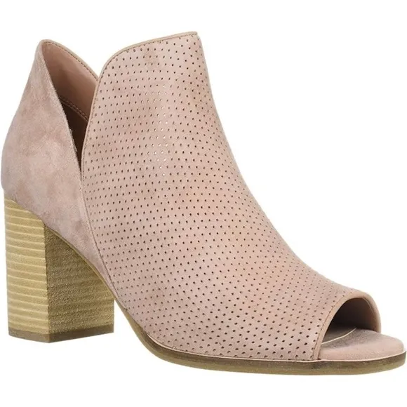 Cole Haan Shiloh Blush Suede Leather Open Toe Heeled Bootie 75mm Ankle Boot 10.5