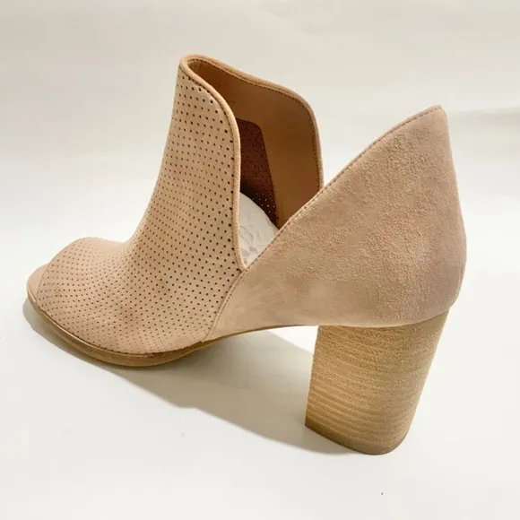 Cole Haan Shiloh Blush Suede Leather Open Toe Heeled Bootie 75mm Ankle Boot 10.5