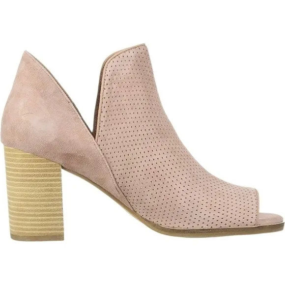 Cole Haan Shiloh Blush Suede Leather Open Toe Heeled Bootie 75mm Ankle Boot 10.5