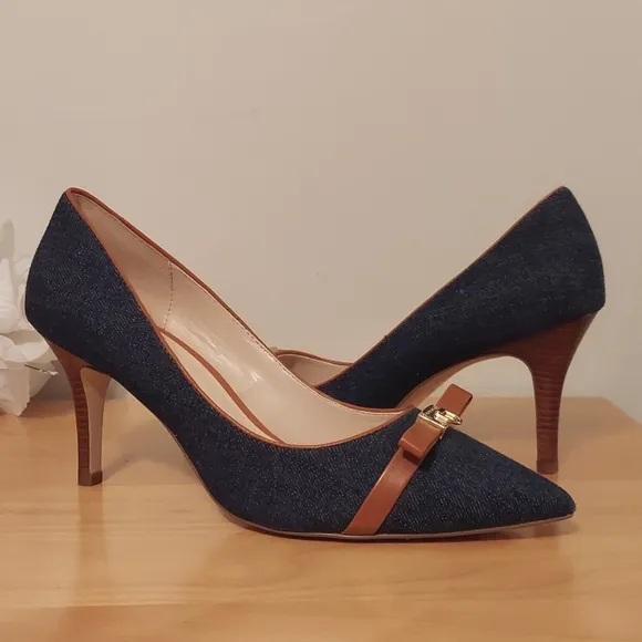Cole Haan Signature Grand.ØS Juliana Blue Denim Pointed Toe Heels Size 9.5
