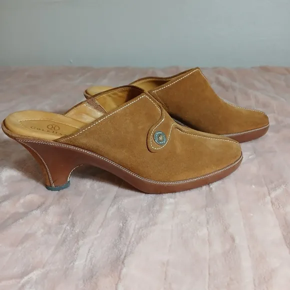 Cole Haan Tan Mules with Suede Finish and Wooden Heel Size 9.5