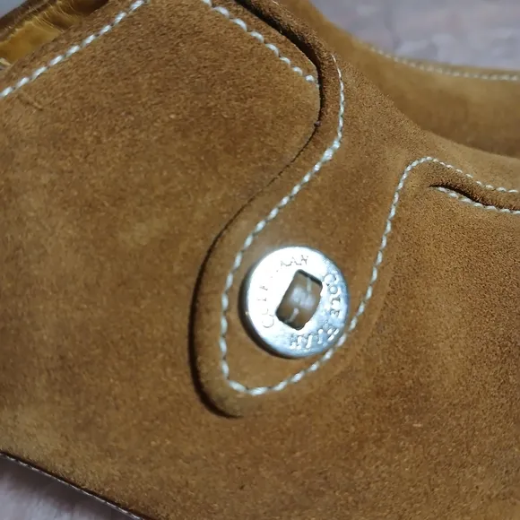 Cole Haan Tan Mules with Suede Finish and Wooden Heel Size 9.5