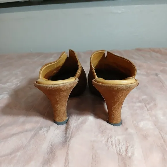 Cole Haan Tan Mules with Suede Finish and Wooden Heel Size 9.5