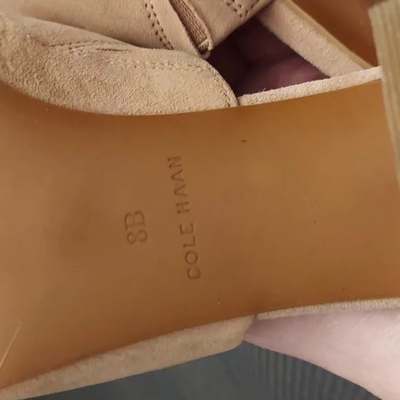 COLE HAAN Womens Daina Suede Leather Stacked Heel Slip On Open Toe Sandals