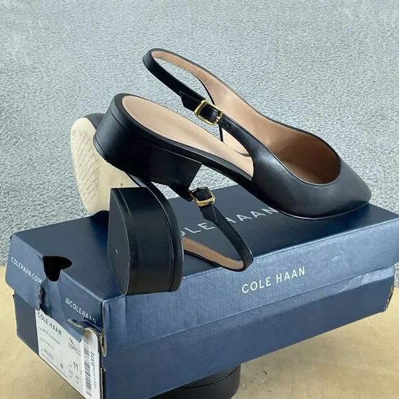Cole Haan Women's Mazie Slingback Flat Loafer, Black Leather, 11B S217