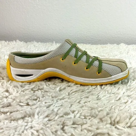Cole Haan Womens Mules Clogs Closed Toe Lace Up Slip On Beige Green Size 7.5B